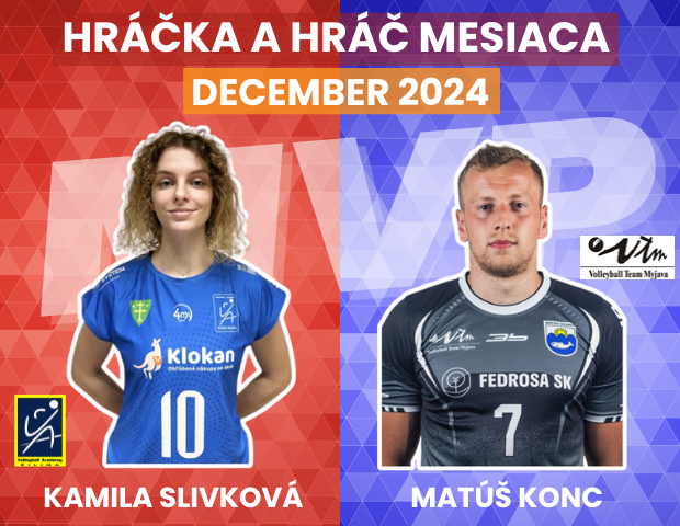 Hráčmi mesiaca december Kamila Slivková a Matúš Konc