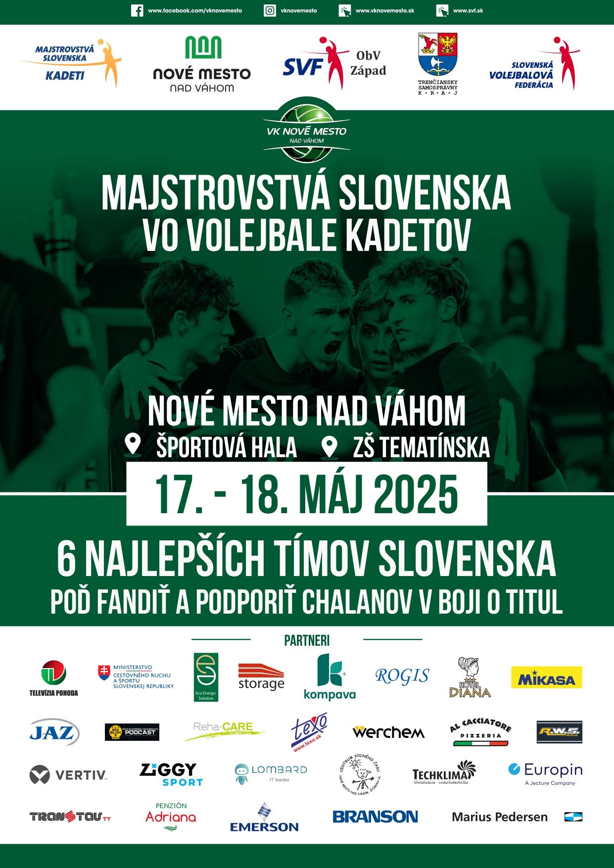 Finálový turnaj M-SR kadetov (17. - 18. máj 2025, Nové Mesto n/V)
