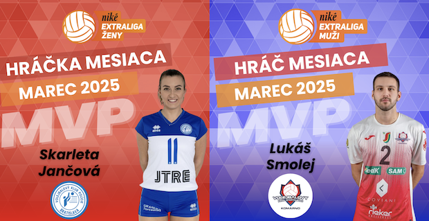 Hráčmi mesiaca marec Skarleta Jančová a Lukáš Smolej